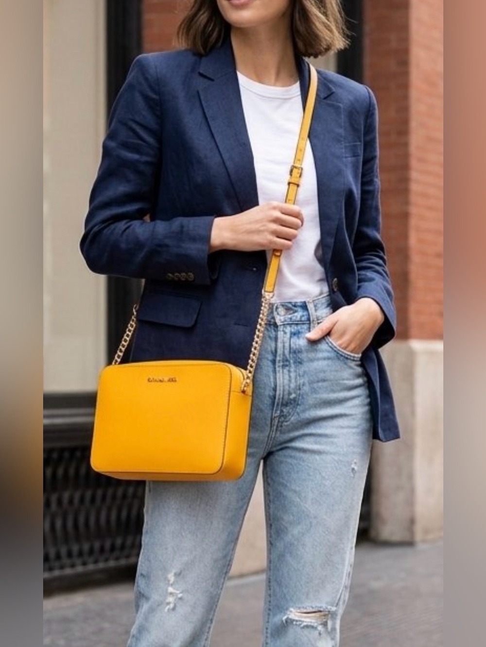 Michael Kors Jet Set Large Saffiano Leather Crossbody Bag.